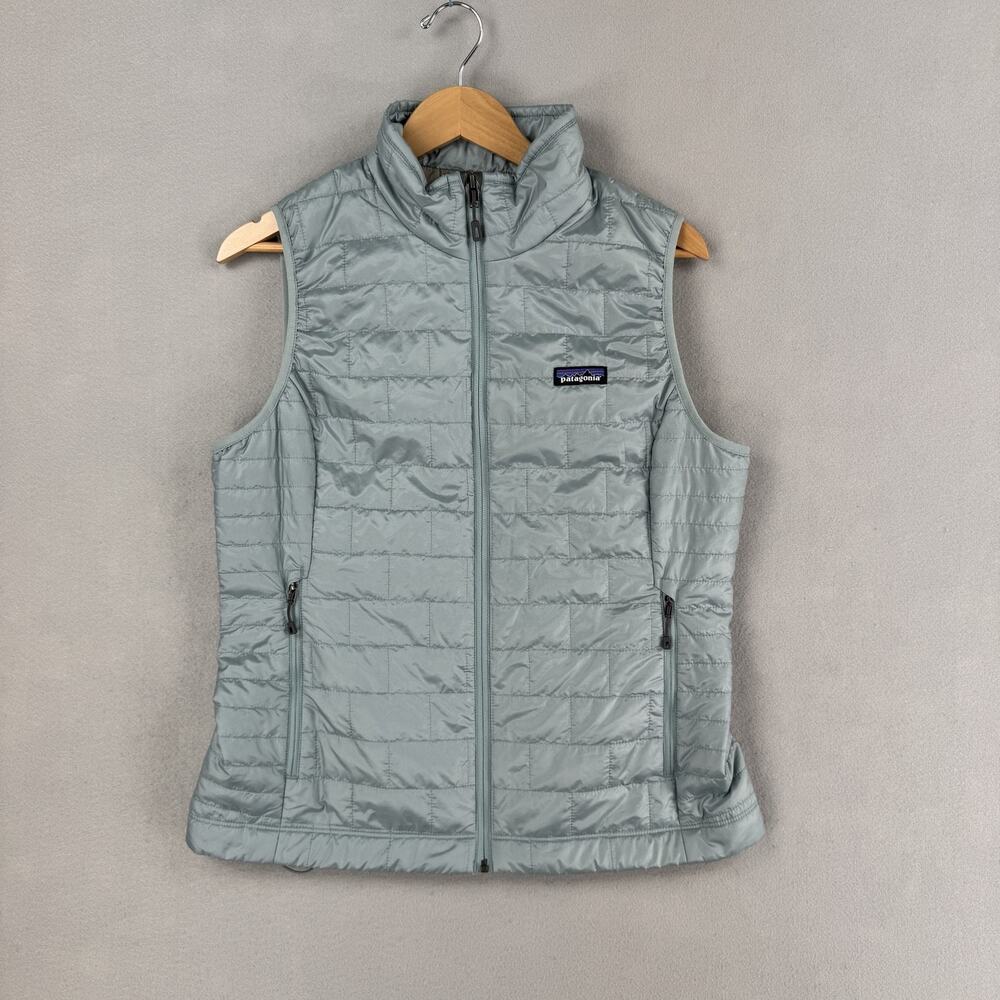 Patagonia Nano Puff Vest Womens Large Light Blue Quilted PrimaLoft Zip Outdoor